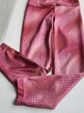 NIKE Dri-Fit, Girl's, Size Small, Pink and Burgundy, Dot Pattern Capri Tights